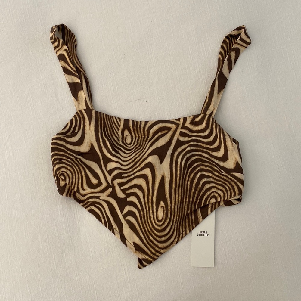 Urban outfitters Jade Scarf Top brown zebra xs